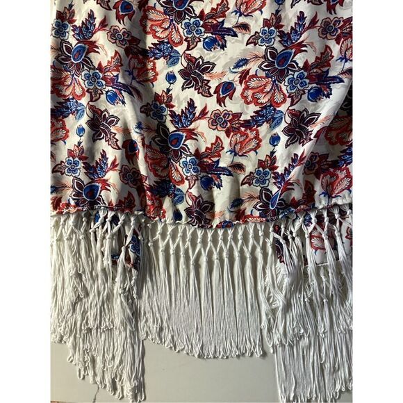 Forever 21 Womens Floral Kimono Shawl Sz L Fringe - Picture 8 of 8